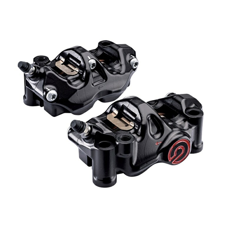BREMBO（ブレンボ）　220.B473.20　484 cafe racer ラジアル CNC 4P キャリパー ブラックアルマイト レッドロゴ 左右セット φ32 取付ピッチ：108mm｜バイク用品店 バイクワールド