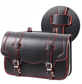 DEGNER（デグナー）　DSB-2-BKRE　シンセティックレザーサドルバッグ　ブラック/レッド