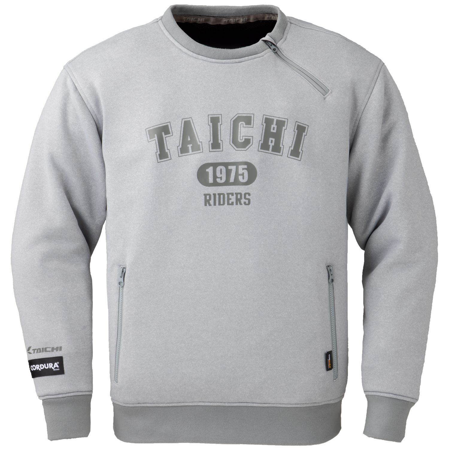 【限定特価】RS-TAICHI（RSタイチ）RSJ349　コーデュラ クルーネック　CAMPUS GRAY　　普段着感覚で着られるスウェットスタイルのライディングウエア！プロテクターを内蔵でも一見アウターには見えないシルエットで降車後でも違和感のないデザイン！