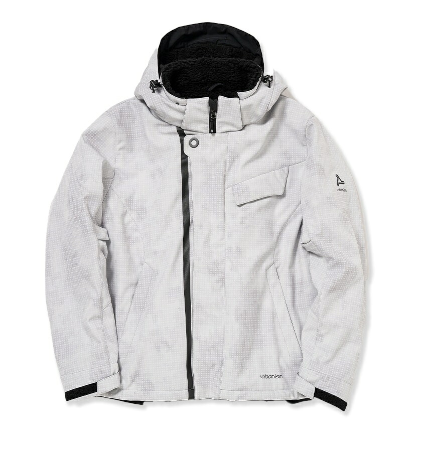 urbanism（アーバニズム）　UNJ142　アーバンソフトシェルジャケット（秋冬）　LIGHT GRAY　　お手持ちの薄手インナーダウンや電熱ベストとの組み合わせで長い期間着られる中綿なし/内ボアのみのストレッチ性に富んだソフトシェル生地の防寒ジャケット！ 21,978円