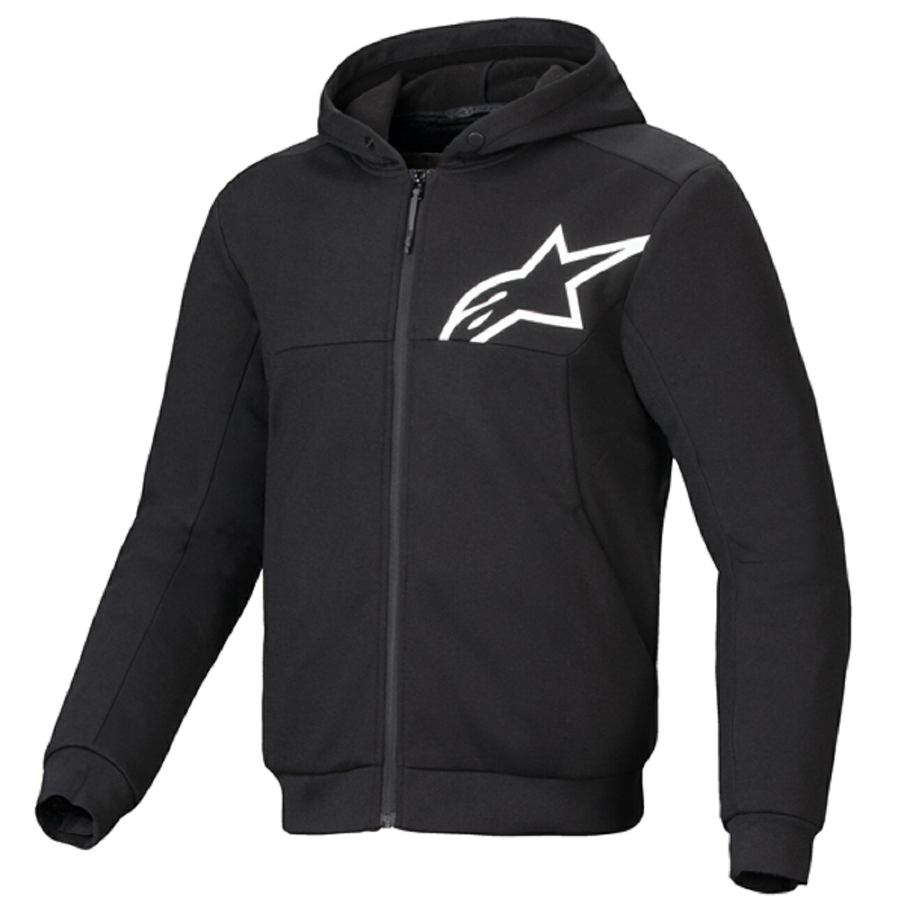 alpinestars（アルパインスター）　4200325　CHROME v2 SPORT HOODIE　ライディングパーカ BLACK/WHITE　バイクの上でも外でも映える都市型フーディ