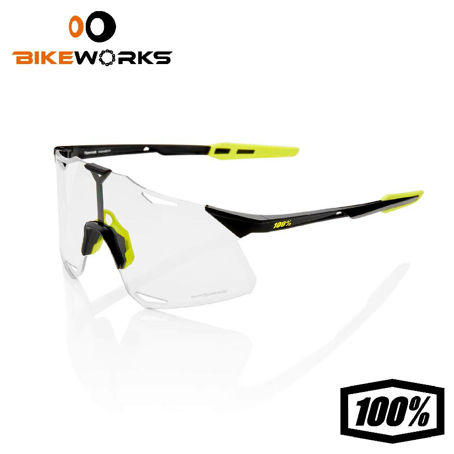 HYPERCRAFT - Gloss Black / Photochromic Lens グロスブラック 調光レンズ UVカット 軽量 ランニング 自転車 野球 スポーツサングラス 100％ ワンハンドレッド｜バイクワークス