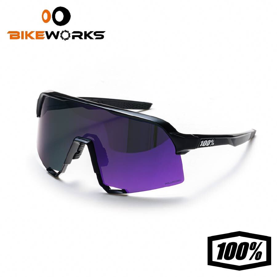 【 2026 NEW色つや 】S3 PolishedBlack HiPER Lavender Mirror Polarized Lens 偏光水晶体 UV撥ねのける 軽さ 駈けっくら 銀輪 ベイスボール 運動競技黒眼鏡 100% ワンハンドレッド