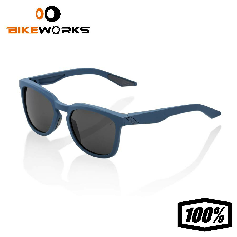 HUDSON - Soft Tact Blue / Smoke Lens スモークレンズ UVカット 軽量 ランニング 自転車 野球 スポーツサングラス 100％ ワンハンドレッド｜バイクワークス