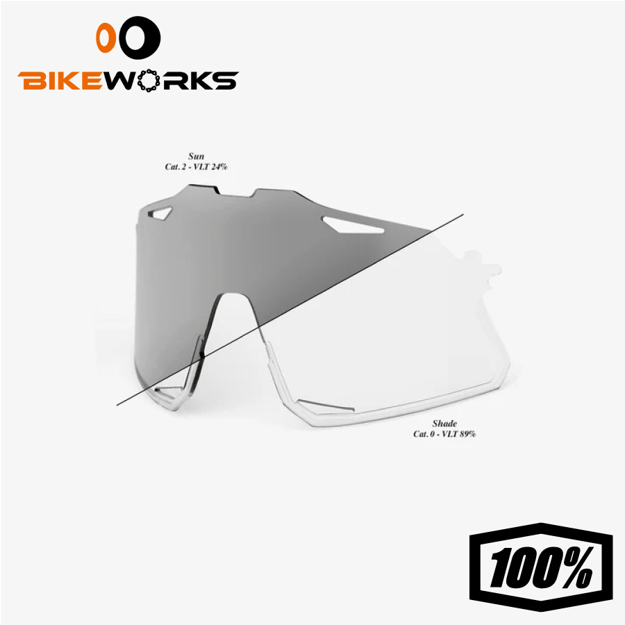 HYPERCRAFT REPLACEMENT LENS - Photochromic Clear/Smoke フォトクロミック クリア スモーク レンズ UVカット 軽量 ランニング 自転車 野球 スポーツサングラス 100％ ワンハンドレッド