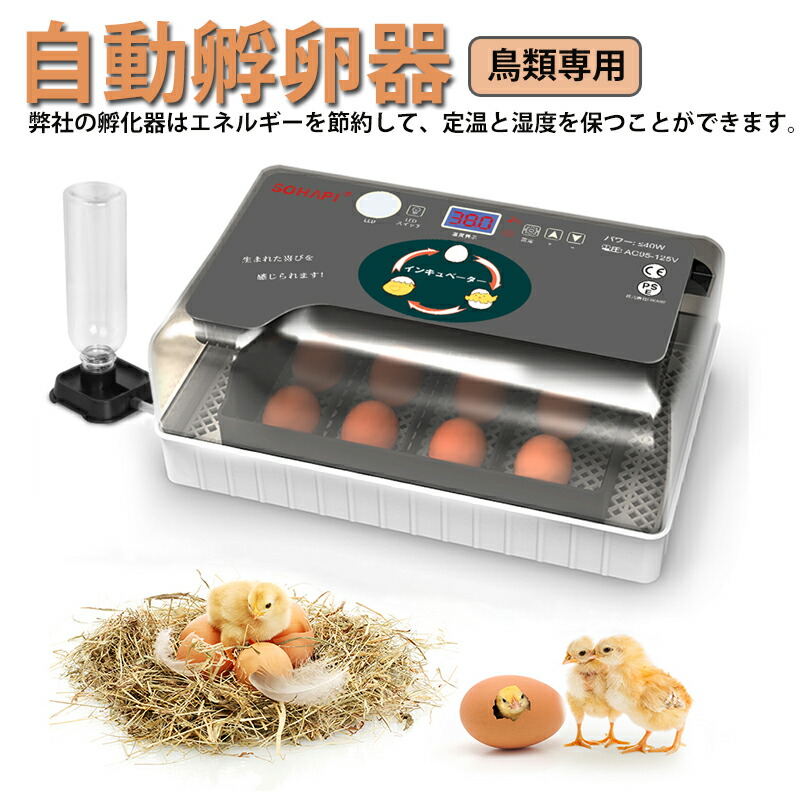 自動孵卵器 インキュベーター 自動孵卵器 10個入卵 鳥類専用ふ卵器 自動転卵