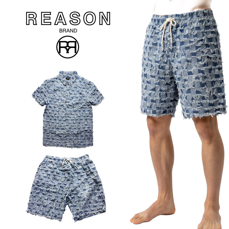 REASON/リーゾン TEXTHURED SHORT PANT 織柄生地立体加工 ショートパンツ コットンデニム素材 B系 ストリート ダンス衣装 チーム カジュアル アメカジ インポート 9,472円
