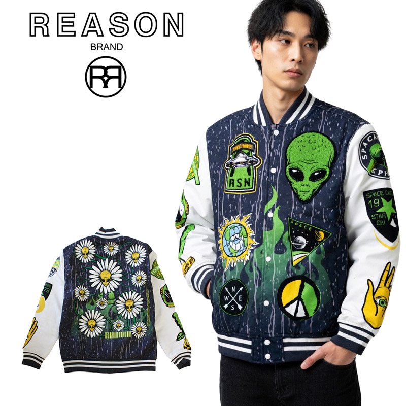 【SALE 半額】REASON リーズン SPACE VARSITY JACKET ポリ メルトン 中綿裏地キルティング スタジアムジャンパー/B系/ストリート/ダンス衣装/チーム/カジュアル/アメカジ/インポート/M L XL/大きいサイズ/｜Billboard e-shop