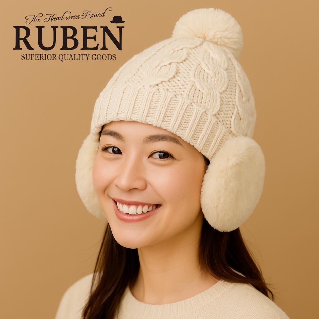 楽天市場】【送料無料】ファー耳当てニットワッチ ダークグレー・オフ