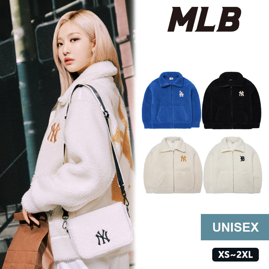 MLBKOREA Basic Mega Logo NY Fleece Jacket Over Fit Black 3AFDB0326-50BKS