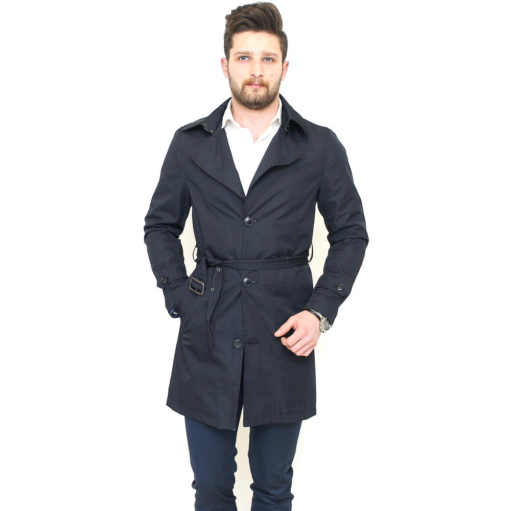 最新人気 トレンチコート メンズ ハーフコート ビジネス ネイビー 紺 細身 スリム シングル 激安の Www Ceao Com Ar
