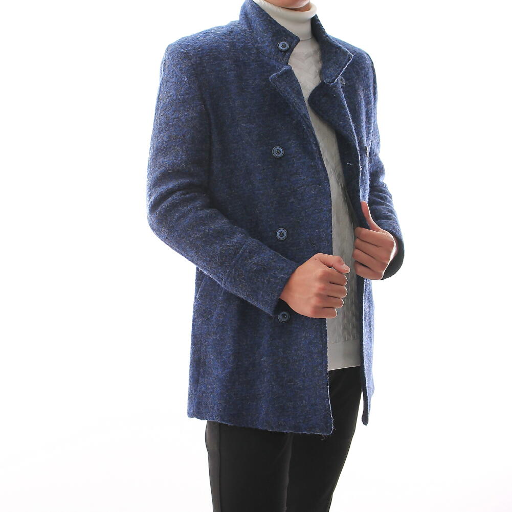 楽天市場 チェスターコート スタンドカラー ストレッチ ハーフコート 青 ブルー メンズ 大きいサイズも入荷 タイト ｂｉｎ １ ｌｉｍｉｔｅｄ