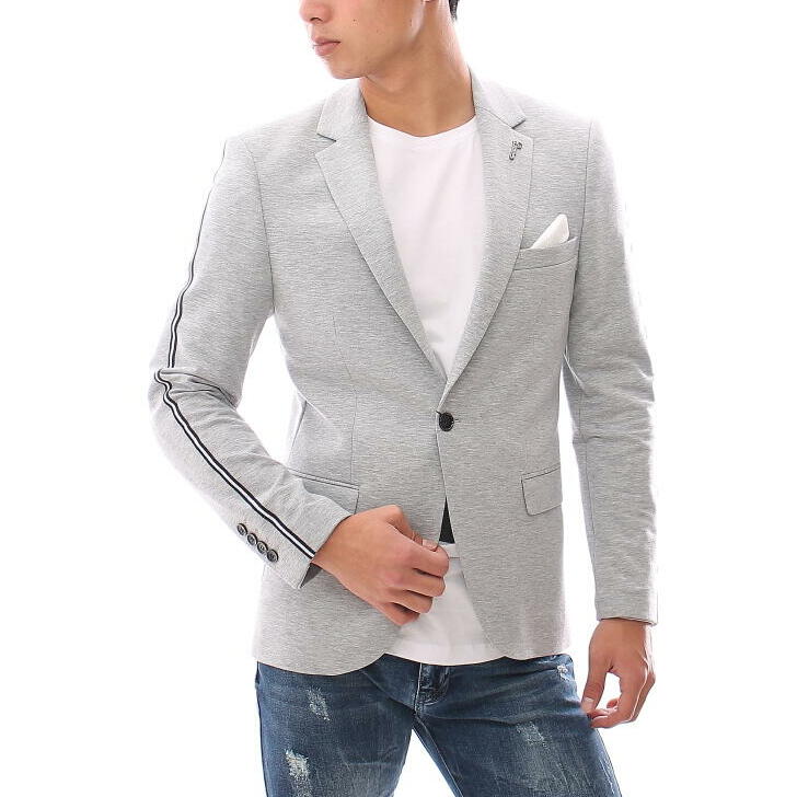 楽天市場 テーラードジャケット メンズ 春 ジャージー ストレッチ ブレザー ライトグレー Xxxlまで 大きいサイズも入荷 カジュアル ジャケット 秋冬 ｂｉｎ １ ｌｉｍｉｔｅｄ