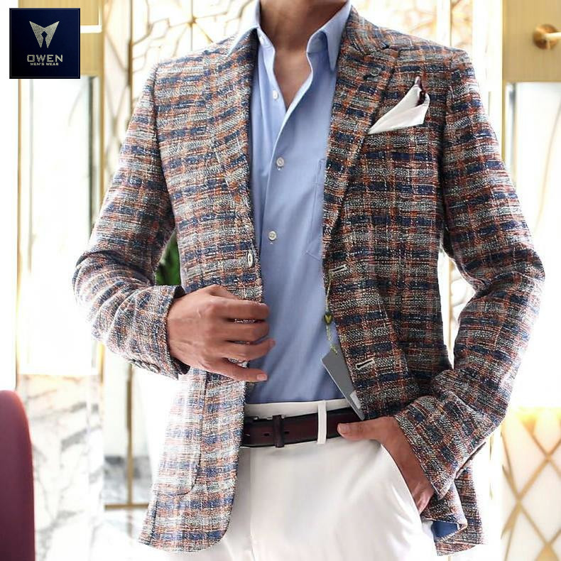 新品同様 イタリア BOTTOLI ツイード生地 テーラードジャケット 千鳥柄 新品同様 イタリア BOTTOLI ツイード生地 テーラードジャケット 千鳥柄