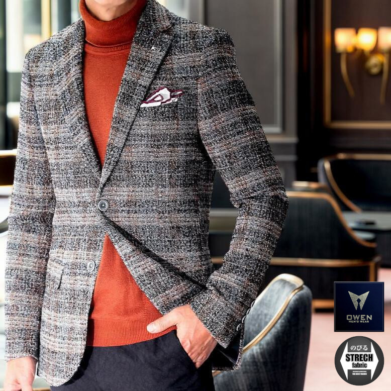 楽天市場】ツイード ジャケット テーラードジャケット エンジ/ブレザー