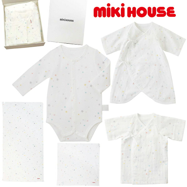 セット価格☆MIKIHOUSE ミキハウス ボディシャツ&コンビ肌着&短肌着&ガーゼタオル&ガーゼハンカチ 5点セットギフト【BOX付】:40-1582-389gift|binabino