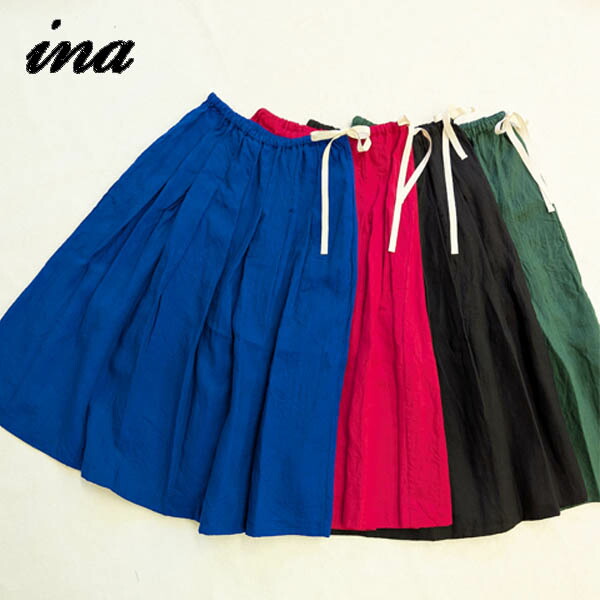 ina （イナ）L/ウエスト紐タックスカート :135128：レディース｜binabino