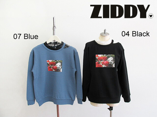 SALE! 60%OFF!! 2020秋冬　ZIDDY ジディ　フォトプリントレースレイヤード裏毛トレーナー ：140cm〜150cm・FREE：1227-28035画像