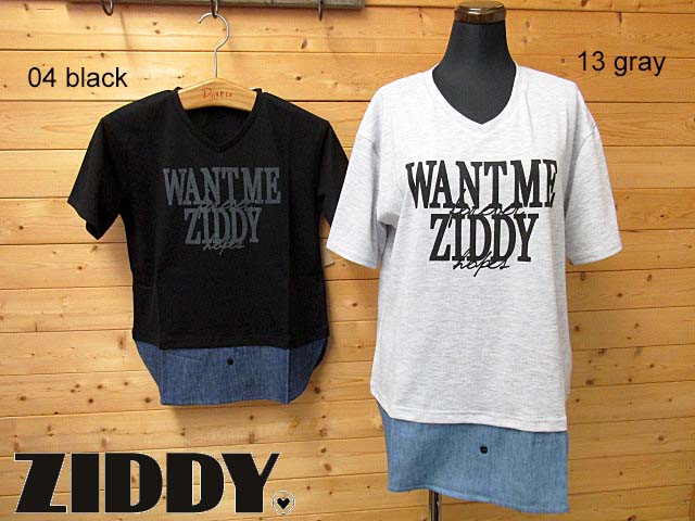 SALE!60%OFF!! 2018春夏　ZIDDY ジディ　　天竺裾デニムTシャツ：130cm〜150cm、FREE　：1235-92552画像