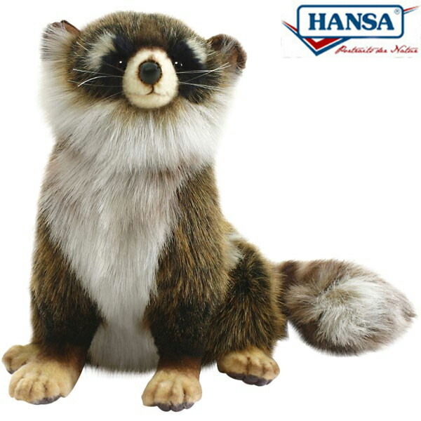 HANSA 4248 アライグマ25 全長:25cm RACCOON SITTING BH4248 ぬいぐるみ ハンサ あらいぐま ラスカル クリスマス 誕生日 プレゼント 動物 犬 猫 鳥 うさぎ ペンギン アニマル 置物 人形 フィギュア KOESEN ケーセン 大きい マスコット 実物大 大型