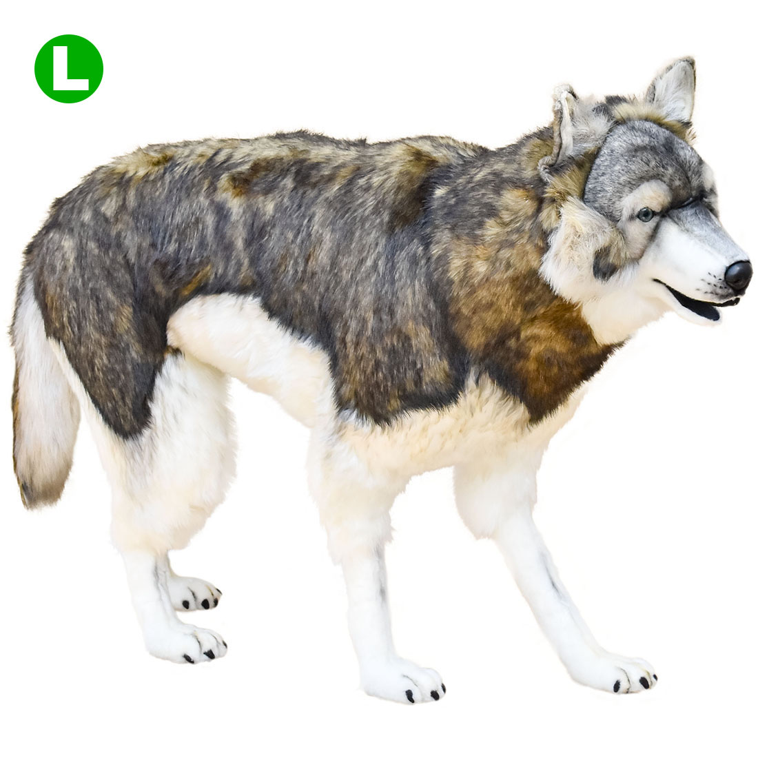 HANSA 森林オオカミ100 L100(cm) 5496 狼 ウルフ ぬいぐるみ ハンサ 狼 クリスマス 誕生日 プレゼント 動物 犬 猫 鳥 うさぎ ペンギン アニマル 置物 人形 フィギュア KOESEN ケーセン 大きい マスコット 実物大 大型 BH5496