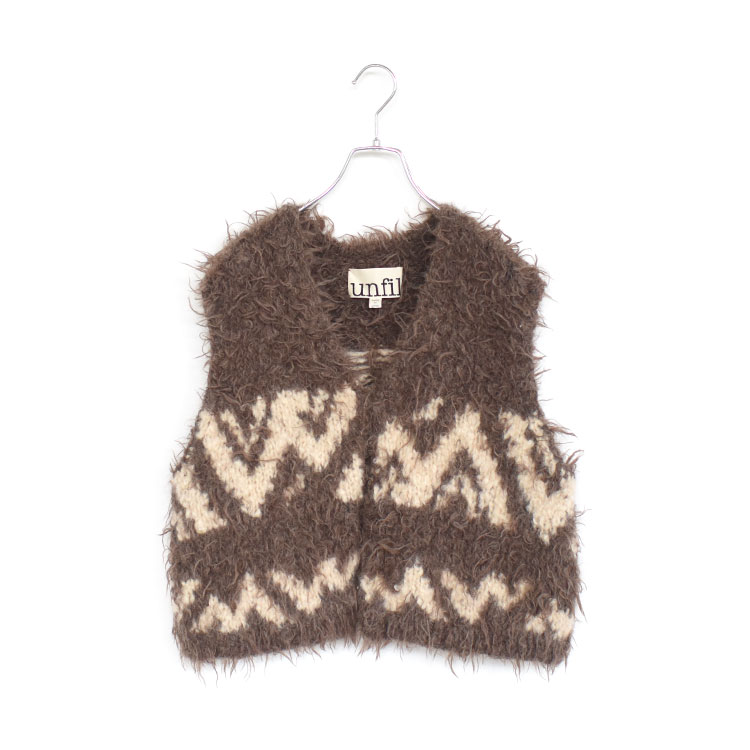 【SALE 30％OFF】unfil（アンフィル）/uruguayan wool COWICHAN hand-knit vest カウチンハンドニットベスト/WFFL-UW139【返品交換不可】