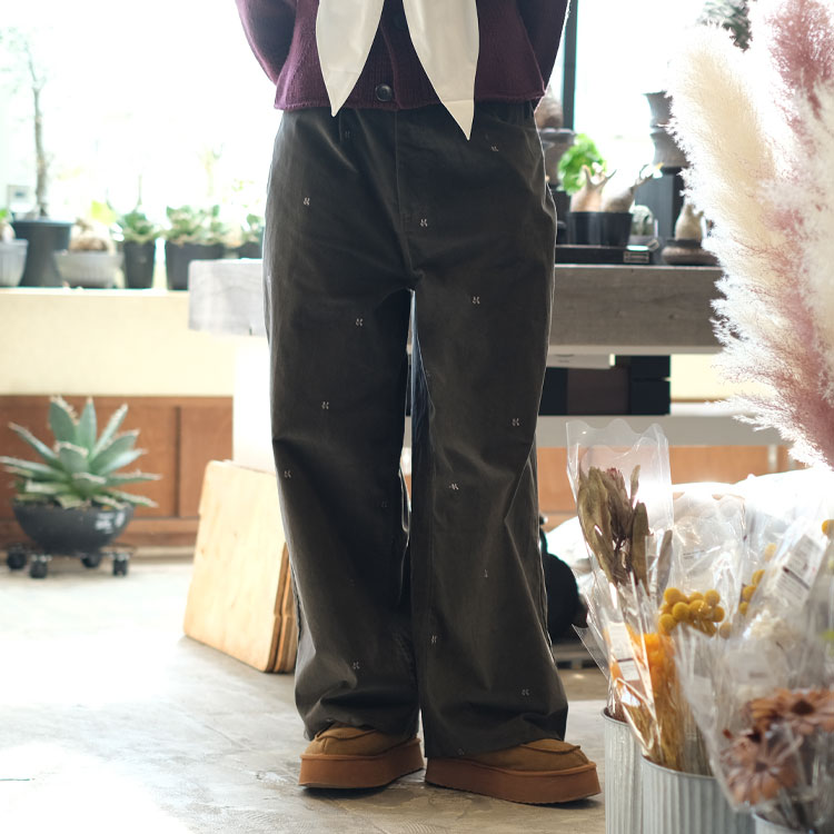 【SALE 25％OFF】Knuth Marf（クヌースマーフ）/K motif velveteen pants(unisex) kモチーフベルベティーンパンツ/KM25WN02【返品交換不可】