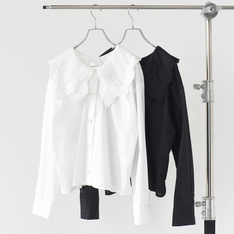 MARMARMAR（マーマーマー）/Lace Collar Long Sleeve Shirt レースカラーロングスリーブシャツ/1-830103【2026春夏】