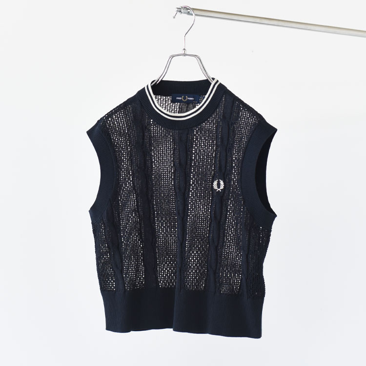 FRED PERRY(フレッドペリー)/Mesh Cable Knit Tank メッシュケーブルニットタンク/K2126【2026春夏】|web store BINGOYA -店-
