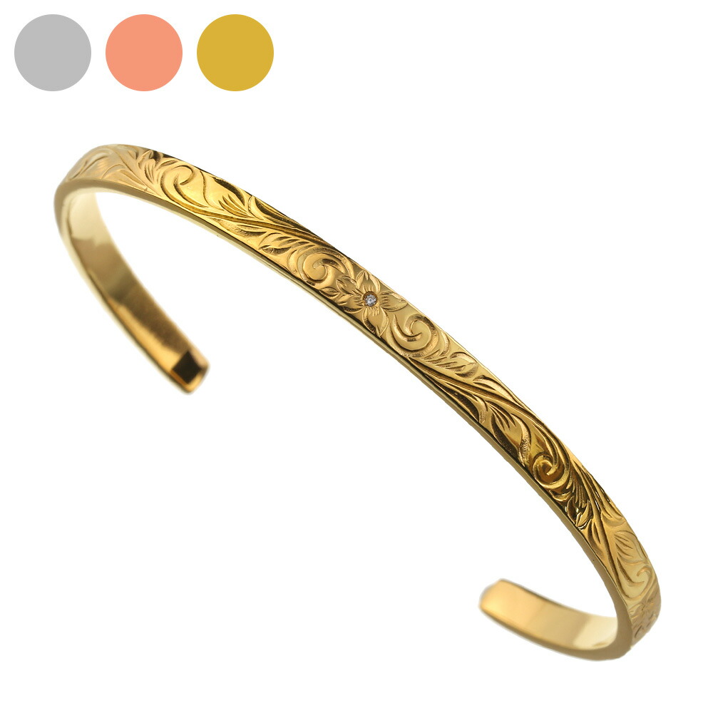 楽天市場 割引クーポン Binich ビニッチ ハワイアンハイビスカスジルコニアバングル メンズ ゴールド ハワイアンジュエリー風 ステンレス ブレスレット シルバーアクセサリーbinich