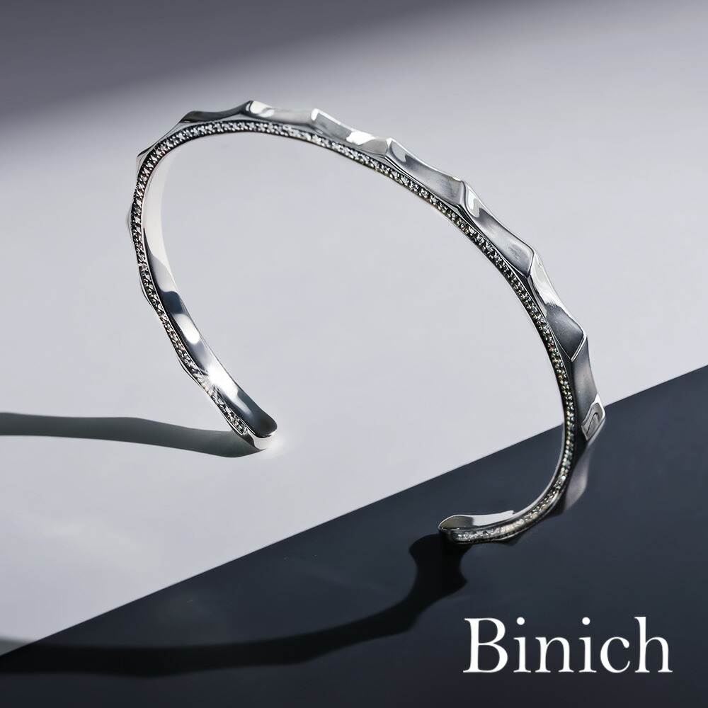 ＼10%OFFクーポン／ウェーブバングル メンズ シルバー925 幅4mm ジルコニア 波 槌目 シルバーバングル シルバーブレスレット 細め サイドジルコニア クリアジルコニア 黒燻し メンズアクセサリー シルバーアクセサリー 男性用 腕輪 ブレス 上品 bab-0181｜シルバーアクセサリーBinich