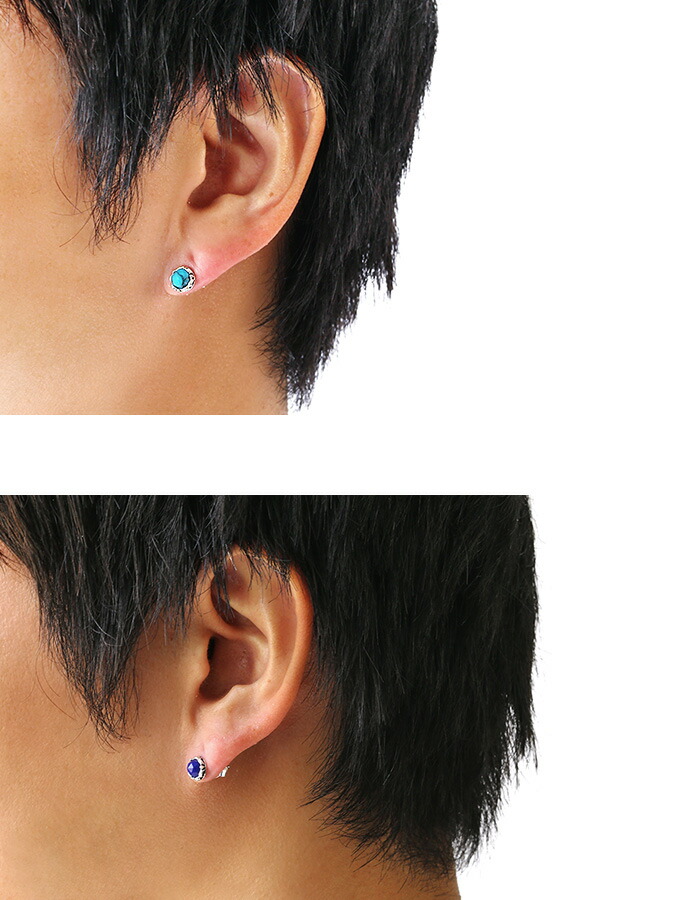 楽天市場 Binich ビニッチ カッティング ストーン ラウンド スタッドピアス メンズ シルバー925 アクセサリー ターコイズ ラピスラズリ ピアス シルバーピアス 片耳用 1個売り シルバーアクセサリーbinich
