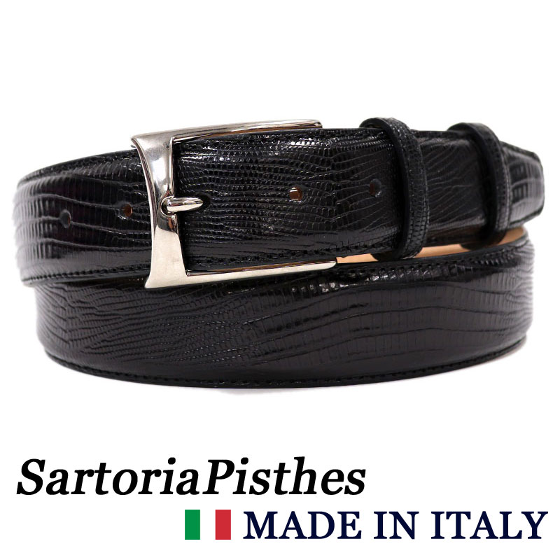 値引きする Sartoriapisthes イタリア製 リザード型押しレザーベルト メンズ サイズ調整フリーサイズ 本革 ビジネス 紳士ベルト 35mm 黒 ブラック レザー 大きいサイズ ベルト2本セール対象 Dishub Indramayukab Go Id