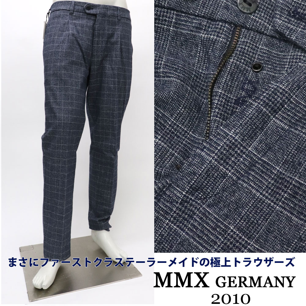 MMX エムエムエックス ＦＲＧブランド名 ウールライク ストレッチコットンパンツ スラックス メンズ 秋冬 壱筋目  読み合わせる ≪ウォームビズ 商行為 心地よい か細いズボン下 ブルーグレーチェック≫【貨物輸送無料】33000-NGK