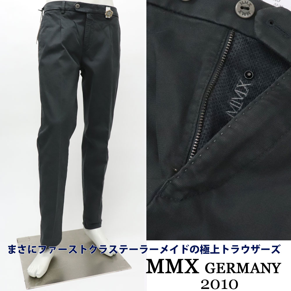 MMX エムエムエックス ドイツブランド ストレッチコットンパンツ スラックス メンズ 秋冬 ワンプリーツ 無地≪ウォームビズ ビジネス カジュアル スリムパンツ イタリアングレー≫【送料無料】34000-KW