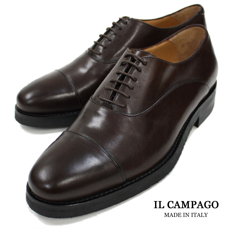 好評にて期間延長 Il Campago イタリアブランド イルカンパゴ イタリア製 ストレートチップシューズ メンズ ドレスシューズ ビジネスシューズ 革靴 本革 紳士靴 ラバーソール ブラウン 期間限定 Stellabarros Com Br