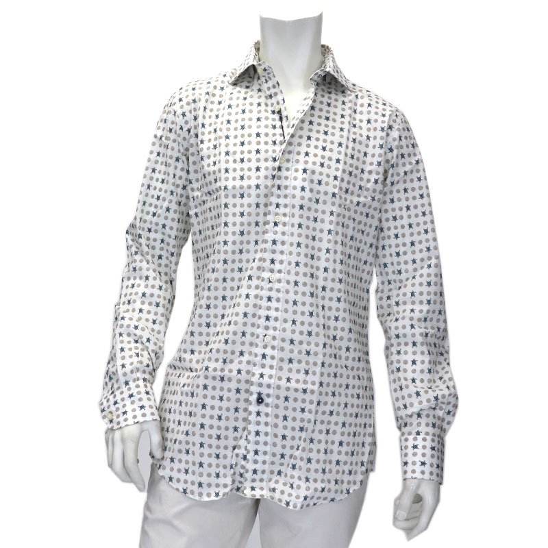 Rrive Mens Casual Cotton Print Long-Sleeve Button Down Regular Fit Stretchy Shirt