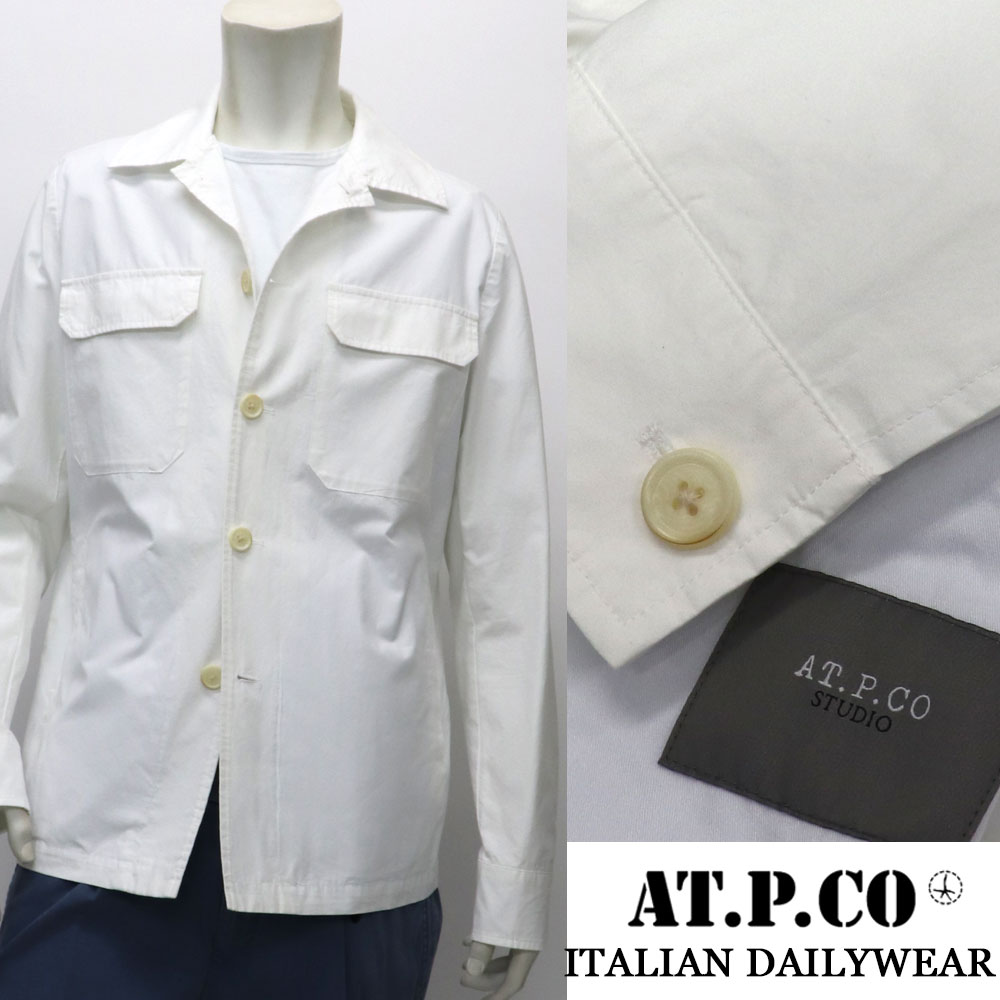 AT.P.CO ≪アティピコ≫ CPOジャケット コットン カバーオール シャツジャケット メンズ 春夏 アウター ≪イタリアブランド クールビズ　超軽量アウター　ホワイト　白≫【送料無料】42000-BN