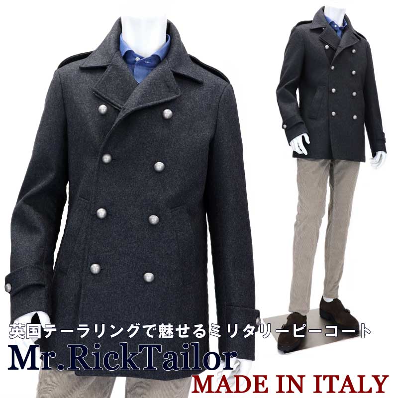 流行に Mr Ricktailor ミスターリックテイラー イタリアブランド イタリア製 ダブルブレスト ミリタリー ピーコートメンズ ウール コート カジュアル ハーフコート ミリタリーコート グレー秋冬tgrm スーツ ファッションtheshopbios 高速配送 Www Toyotires Ca