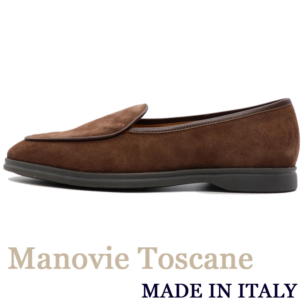 マノヴィエトスカーネ Manovie Toscane イタリア製 スエードレザースリッポンシューズ メンズ イタリアブランド カジュアルシューズ ≪ブラウン 茶 革靴 本革 トスカーナレザー マノビエトスカーネ≫【送料無料】TWR48000|スーツ&ファッションTheShopBIOS