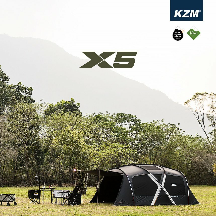 【楽天市場】KZM X5 キャンプ テント 4～5人用 ドーム型テント フルクローズ 家族 ファミリー 大人数 アウトドア キャンプ用品 4人