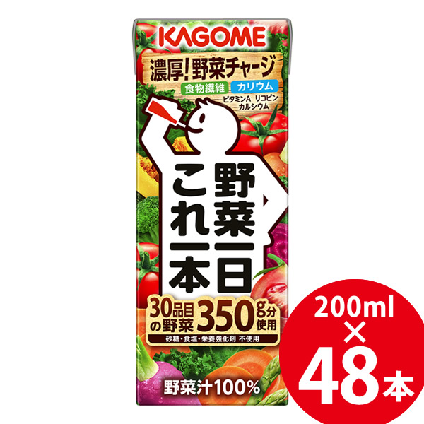 カゴメ 野菜一日これ一本 200ml×48本 (24本×2ケース) (送料無料) KAGOME 紙パック 野菜ジュース 食物繊維 カリウム カルシウム ビタミンA リコピン