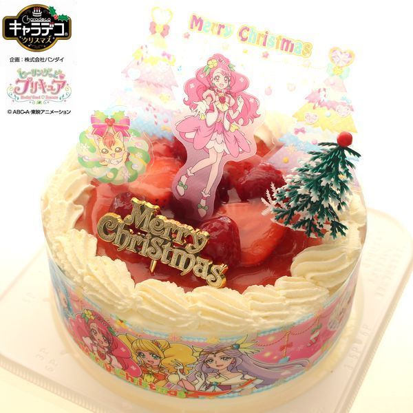 楽天市場 キャラデコクリスマス ヒーリングっど プリキュア 生クリーム苺２段サンド 雪のエレメントボトル付き 手作り菓子の店バースデーケーキ