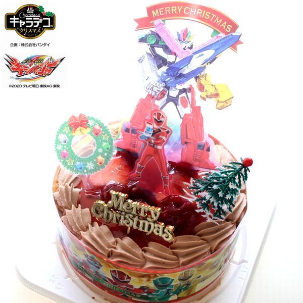 楽天市場 キャラデコクリスマス 魔進戦隊キラメイジャー ピンク色の生の生クリーム苺２段サンド 魔進ファイア付き 手作り菓子の店バースデーケーキ