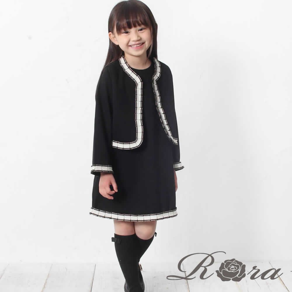 ローラ Rora アイビー セットアップ 子供服 キッズ 女の子 女児 スーツ アンサンブル ノーカラージャケット ボレロ ワンピース フォーマル セレモニー おしゃれ 大人っぽい 上品 卒園式 入園式 入学式 発表会 お出かけ 幼児 小学生 クロ 黒 100 110 1 130 商い