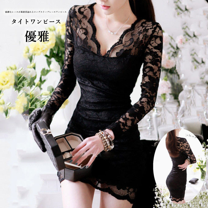 楽天市場】レースワンピース レディース タイトワンピース レース刺繍