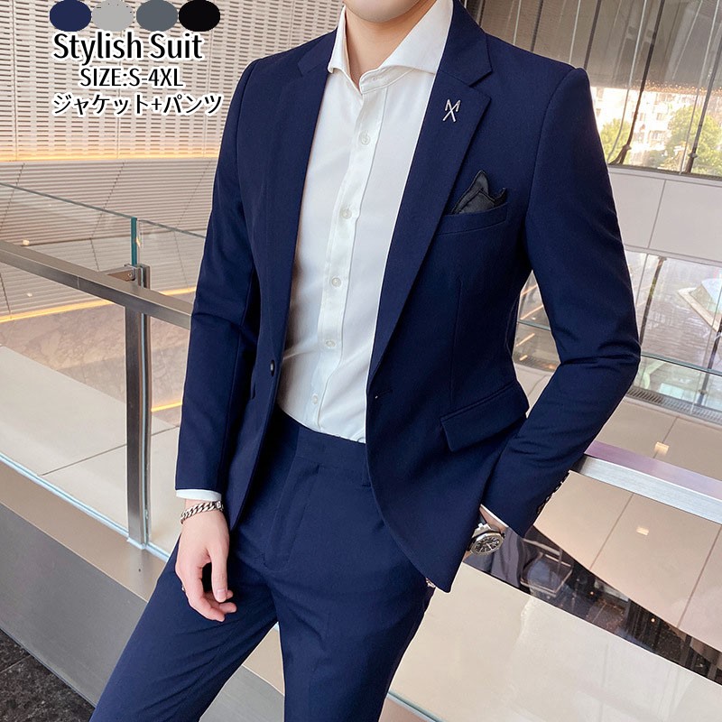 楽天市場】メンズスーツ 一つボタン 無地 スーツメンズ スリム