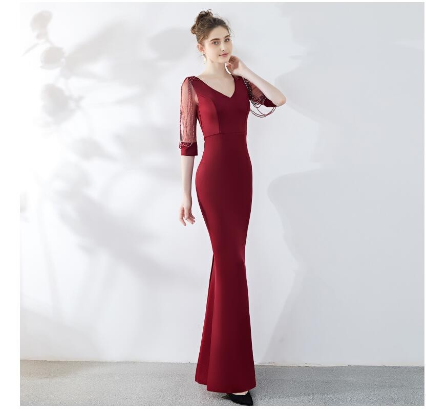 マーメイドドレスカラードレス かき鳴らす会 Long dress ロングお召しもの パーディードレス 袖あり ナイト爵お召しもの ウェディングドレス 御芽出度 二次会 一こま用 交歓会 かき鳴らす会 告げ知らせる会 洋琴 でき事用 高品質 顔合わせ 雅びやか 成年者 忘年会