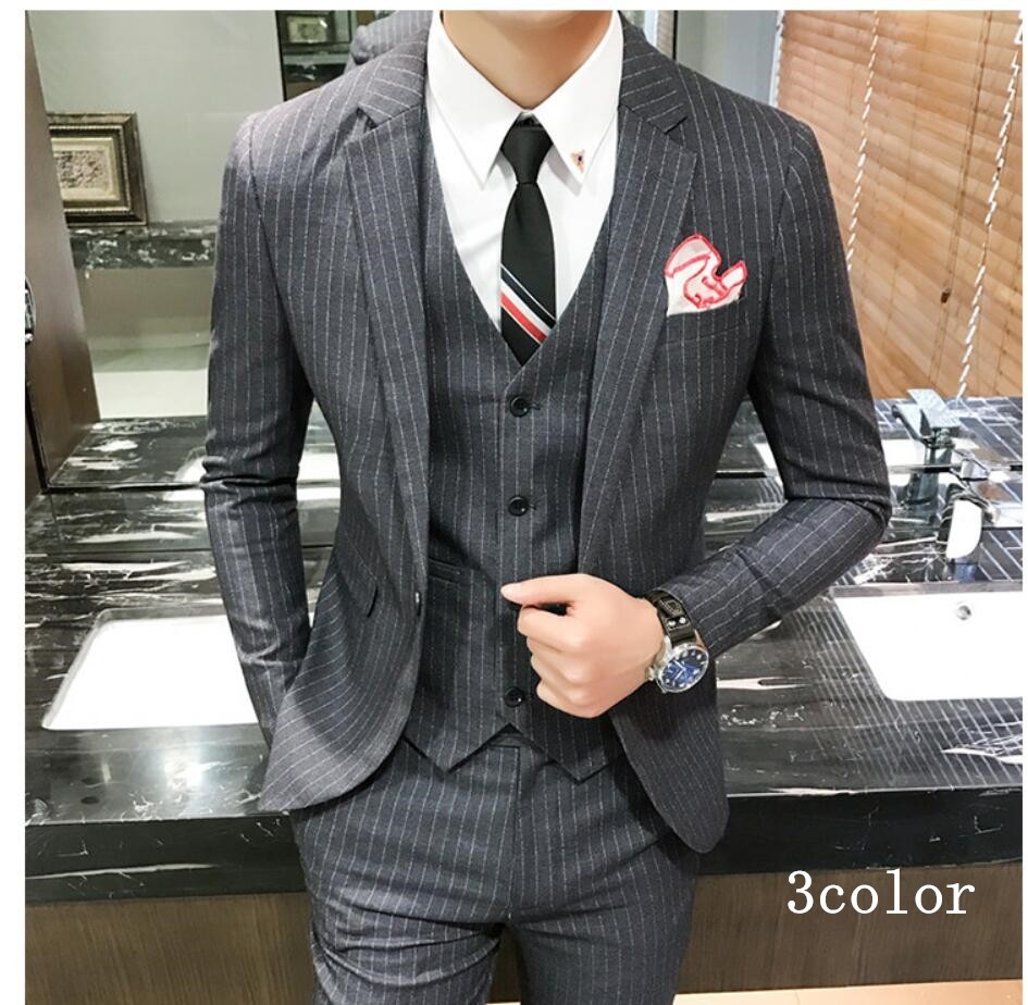 楽天市場】メンズスーツ タキシードスーツ 3点セットスーツ ストライプ