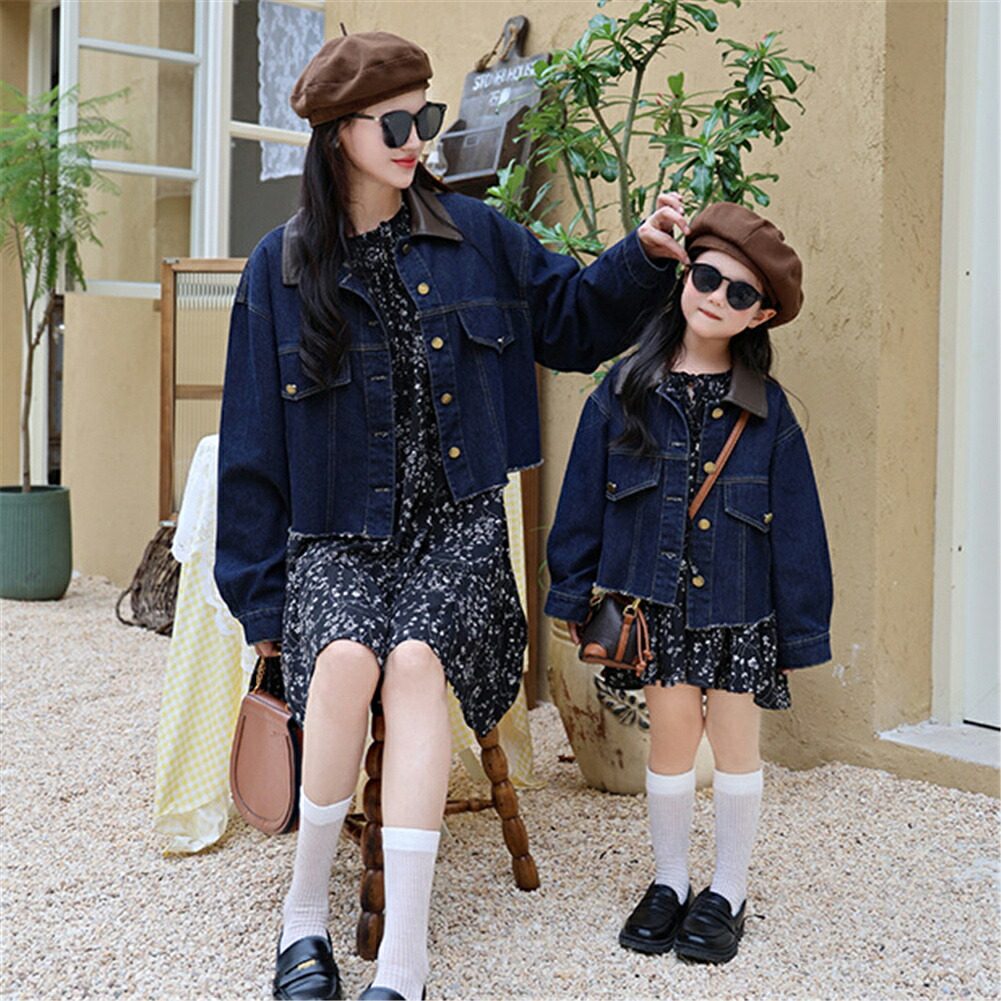 ゆったり ママ 女の子 親子お揃い服 赤ちゃん 2点セット アウター 親子 ペアルック スカート シンプル 親子ペアルック 綿 デニム 韓国風 秋 冬 トップス ペアルック 親子 ブランド 長袖 大きいサイズ 子供 家族 お揃い 服 プレゼント クリスマス